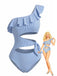 Maillot de Bain Une Pièce Bleu à Rayures Asymétrique à Découpes Années '40