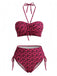 Maillot de Bain Rouge Papillon Halter Rose Années 1940 2