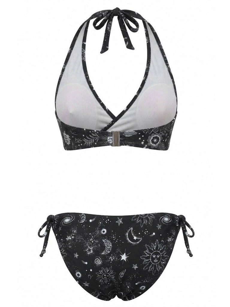 Ensemble bikini dos nu à imprimé floral style années 1940