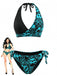 Ensemble bikini dos nu à imprimé floral style années 1940