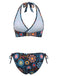 Ensemble bikini dos nu à imprimé floral style années 1940