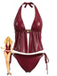 Maillot de Bain Rouge Faux Leather Coquillage Années 1940