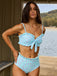 Ensemble Bikini Taille Haute Noué Devant à Volants Floral Turquoise années 50 4