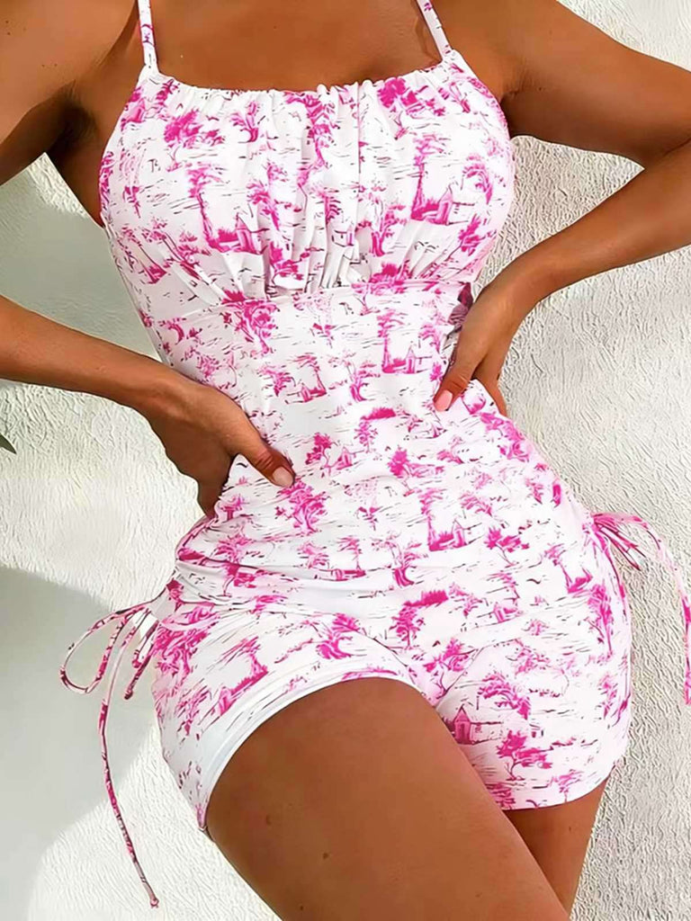 Tankini Bleu À Motif Toile De Jouy Années 1950