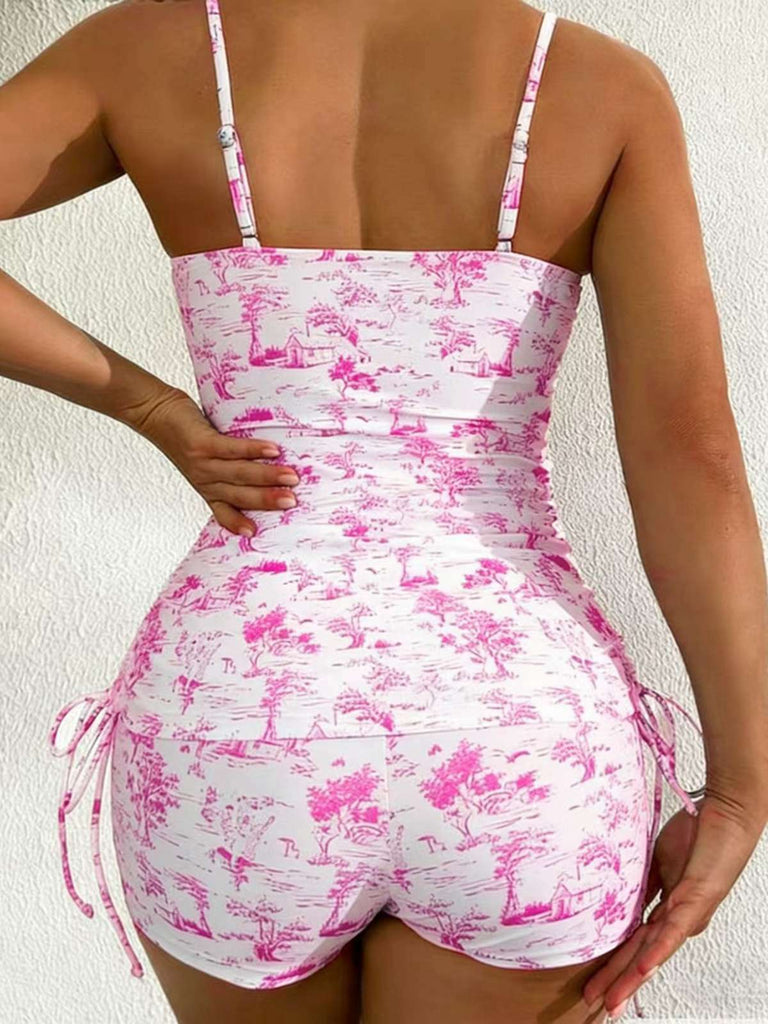 Tankini Bleu À Motif Toile De Jouy Années 1950
