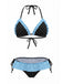 Maillot de Bain Halter Contrast à Pois à Volants Trim Années 1980