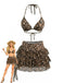 Ensemble Bikini Léopard et Paréo Plissé Café Clair années 80