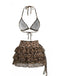 Ensemble Bikini Léopard et Paréo Plissé Café Clair années 80 3