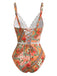 Maillot de Bain Floral Hollow Patchwork Orange Années 1940 3