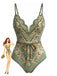 Maillot de Bain Une Pièce Col Pétale Bohème Vert années 70