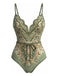 Maillot de Bain Une Pièce Col Pétale Bohème Vert années 70 2