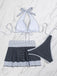 2PCS Set Bikini Noir Halter à Pois et Cache Maillot Années '40 6
