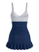 Maillot de Bain Gainant Froncé Rayé Bleu années 40 3