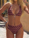 Ensemble bikini dos nu réversible à motif floral marron années 1940