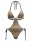 Maillot de Bain Une Pièce Marron Bohème Froncé Années 1970