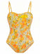 [Prévente] Maillot de Bain Une Pièce Dentelle Floral et Paréo Jaune années 70 2
