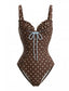 [Prévente] Maillot de bain colorblock pois couleur café clair années 1960