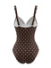 Maillot de bain colorblock pois couleur café clair années 1960