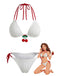 Ensemble Bikini Côtelé Dos Nu Noué Cerises Blanc années 50