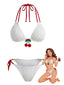 Ensemble Bikini Blanc Col Licou Cerisier Années 50