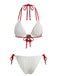 Ensemble Bikini Côtelé Dos Nu Noué Cerises Blanc années 50 3