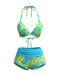 Ensemble Bikini Short Dos Nu Floral années 80 2