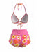Ensemble Bikini Short Dos Nu Floral années 80 6