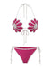 Ensemble bikini rouge rose motifs floraux crocheté la main années 1980