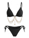 Ensemble bikini triangle chaîne dorée et côtelé années 1960