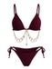 Ensemble bikini triangle chaîne dorée et côtelé années 1960