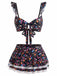 Bikini à Volants Fleurs avec Dentelle Années 1940