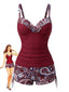 Ensemble tankini bohème col V bretelles années 70