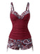 Tankini Bleu bohème col V bretelles années 70