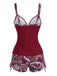 Tankini Bleu bohème col V bretelles années 70