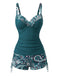 Tankini Bleu bohème col V bretelles années 70