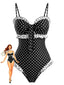 Maillot de bain une pièce patchwork pois et volants années 1940