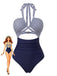 Maillot de Bain Une Pièce Halter Plongeant Découpé Années 1950