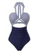 Maillot de Bain Une Pièce Halter Plongeant Découpé Années 1950 2