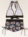 Bikini Noir À Crânes Col Licou Rockabilly Années 1980