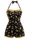 [Prévente] Maillot de Bain Une Pièce Dos Nu Grenouille et Couronne Noir années 50 2