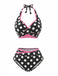 Ensemble Bikini à Pois Portefeuille Noir Années 1980