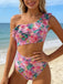 Maillot de Bain Fruits Asymétrique à Volants Découpé Rose Années 1980 3