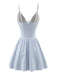 Maillot de Bain à Jupe Floral Rayé Fraise Brodé Bleu Années 1980 3