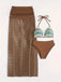 Ensemble 3 Pièces Bikini & Cache-Maillot Style Boho Années 80