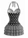 [Prévente] Maillot de Bain à Jupe Une Pièce Halter à Pois avec Nœud Noir Années 1940 2