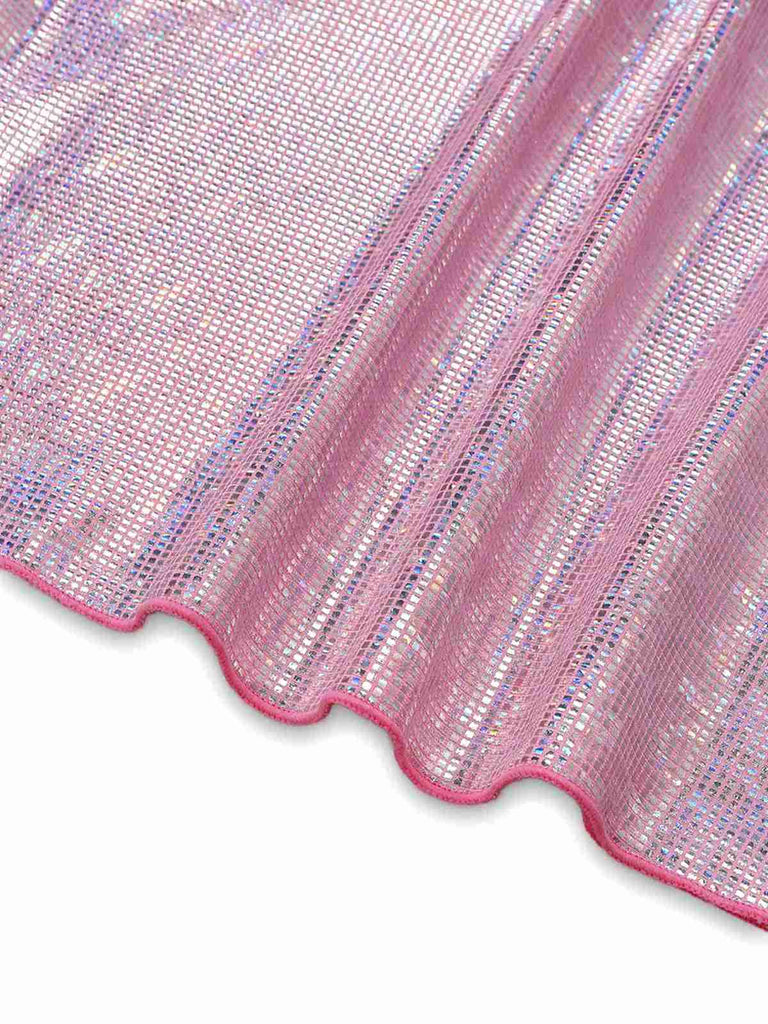 Bikini Sequin Métallisé et Cache-Maillot Rose Années 60