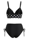 Ensemble Bikini à Pois Lacé Taille Haute Noir Années 1950 4