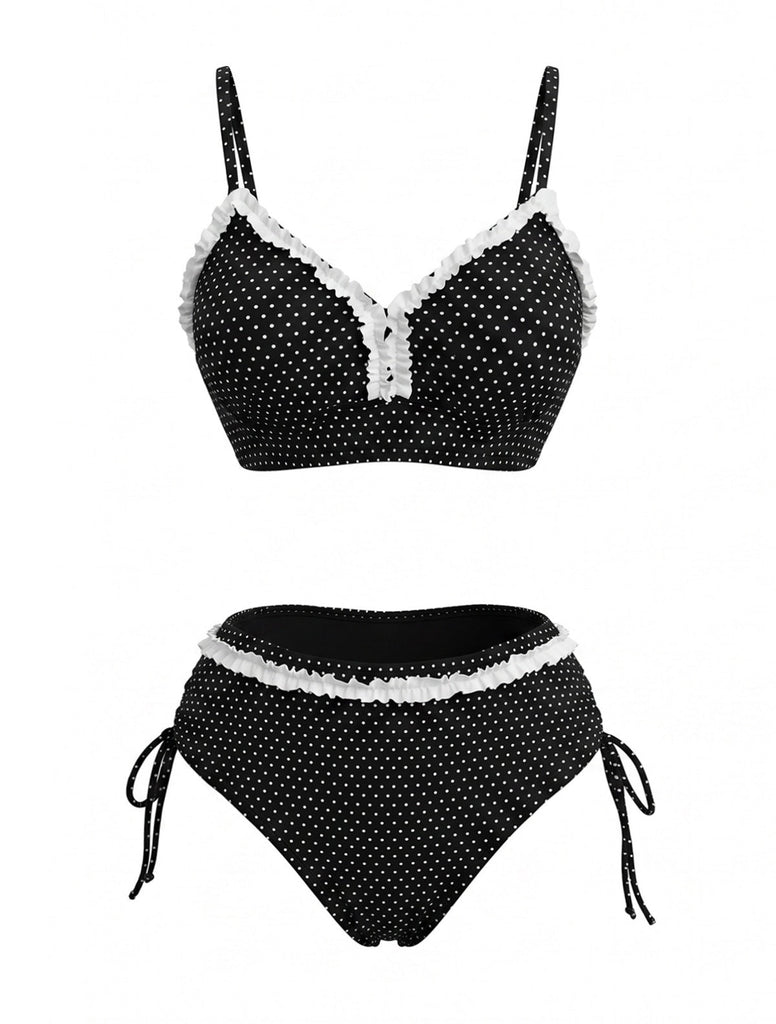 Maillot de Bain Volant Halter Taille Haute Années 1980 5