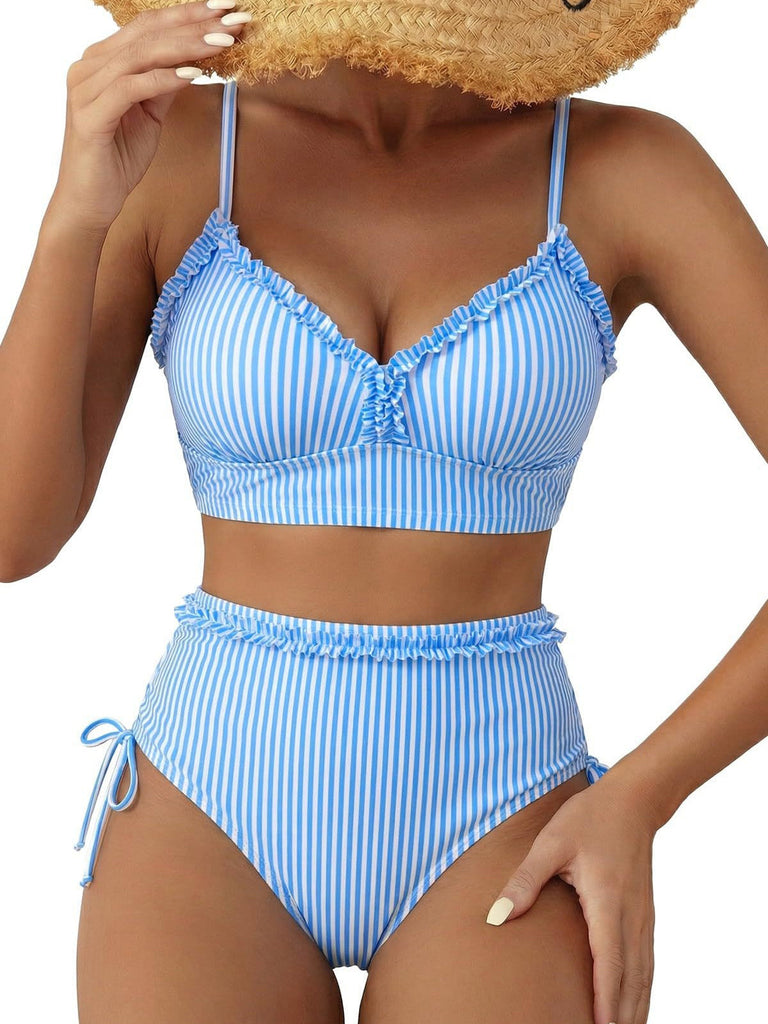 Maillot de Bain Volant Halter Taille Haute Années 1980 4
