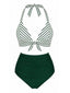 [Prévente] Bikini Rayé Col Licou Froncé Vert Années 1950